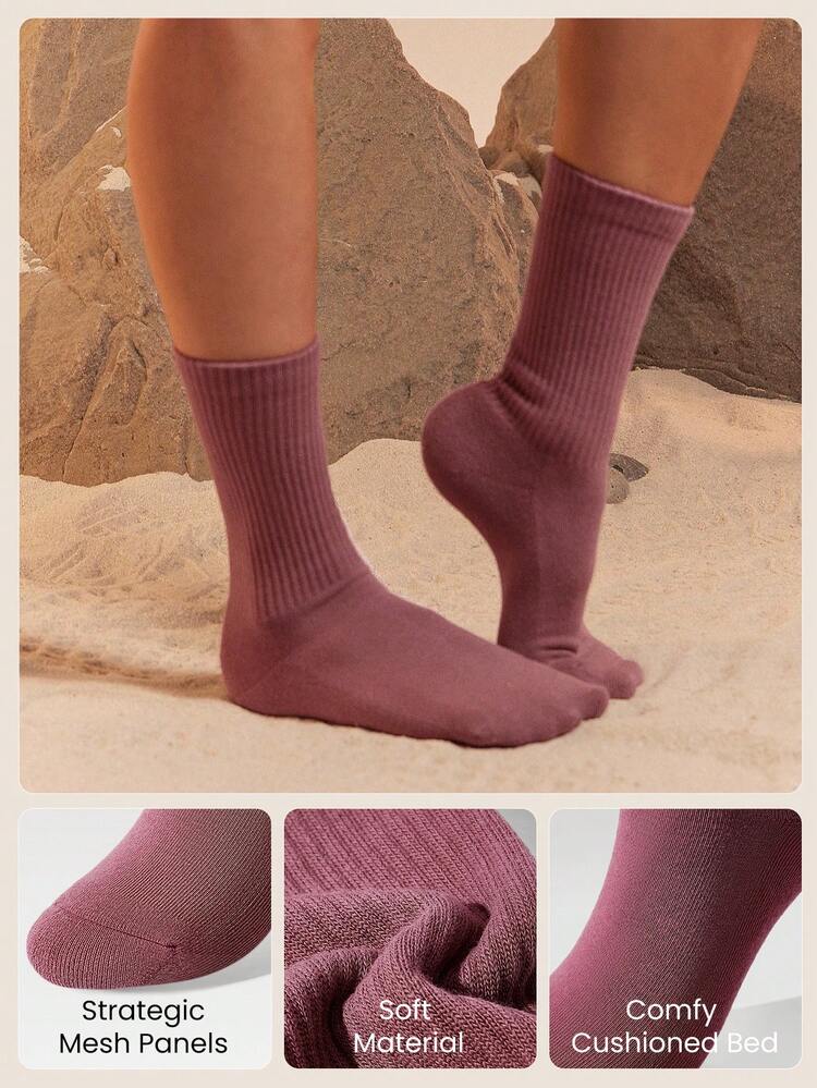 X Discovery 3足セット ステップ&グロー ソフト シームレス つま先 通気性メッシュ コットンブレンド クルーソックス ハイキング アウトドア ランニング ワークアウト アクティブ