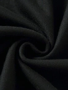 SHEIN Quần vải thêu chữ thập và chữ cái thường ngày dành cho nữ - màu đen - Xem 4