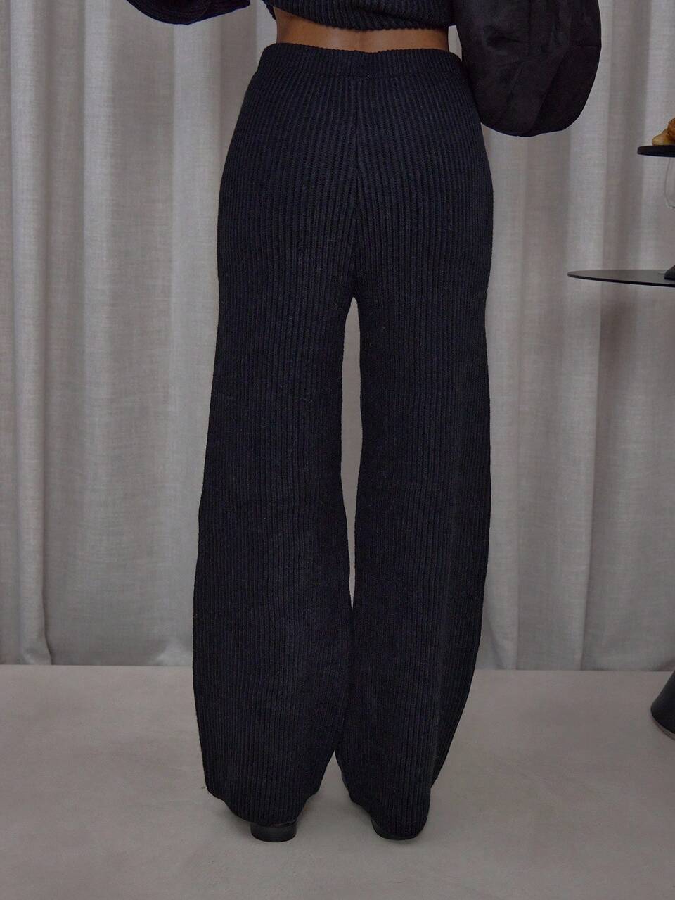 Wide Leg Knitted Trousers Bottoms Only Streetwear Classy Casual Sexy Going Out Toffee Winter Elegant Party Evening