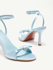 CUCCOO CHICEST Pink Sandals With Round Toe High Heel And Ankle Strap For Women - Blue - View 10