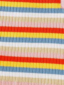 SHEIN 女婴时尚彩色条纹 Polo 领无袖上衣，春夏 - 彩色 - 查看 6