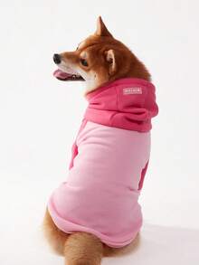 PETSIN 1 Peça Moletom Casual com Capuz para Cachorro com Mangas Raglan, Bloco de Cores Rosa Claro e Rosa Pálido - Multicolorido - Visão 2