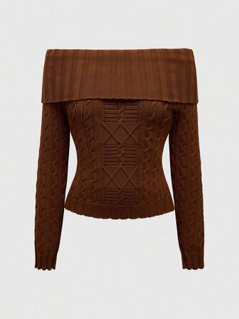 Hippie Pull vintage élégant slim aux épaules dénudées pour femmes, Automne/Hiver