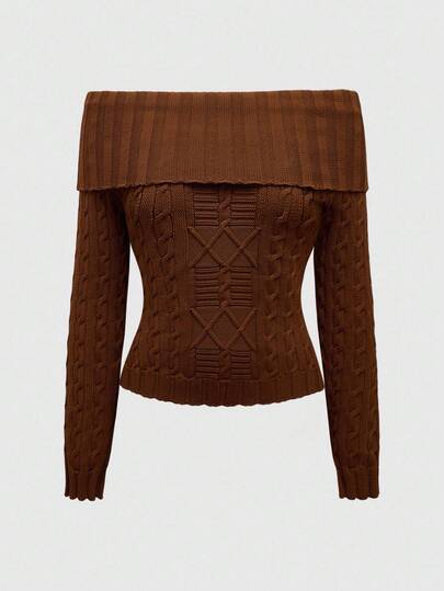 Hippie Pull vintage élégant slim aux épaules dénudées pour femmes, Automne/Hiver