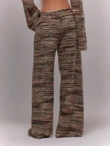 MUSERA Drawstring Wide Leg Stripe Knit Trousers Only Christmas Occasion Sexy Going Out Autumn Fall Night Out Winter Cute Date Night Cosy Christmas Thanksgiving