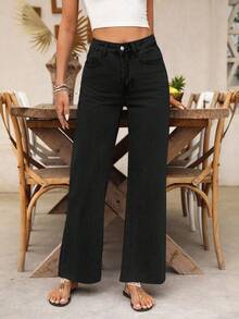 EMERY ROSE Jeans vaqueros informales de talla grande con lavado medio para mujer - Negro - Ver 6