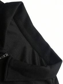 Manfinity Homme Conjunto casual de talla grande para hombre compuesto por una camisa tipo polo de manga larga con cremallera y un pantalón con cordón en la cintura, traje casual de dos piezas para hombre, ropa de viaje, ropa negra casual, ropa casual de talla grande, ropa de otoño