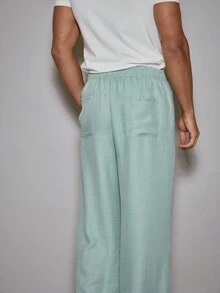 Musero 超大款亚麻裤（仅下装）春夏假期复活节 - 薄荷綠 - 查看 5