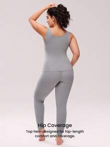 LUVLETTE Plus Women's Thermal Underwear Ultra-Soft Base Layer Cold Weather Warm Winter PJ Set Round-Neck Innerwear Vest And Long Bottoms -Dark Gray Lightweight And Warm Set Pajama Sets