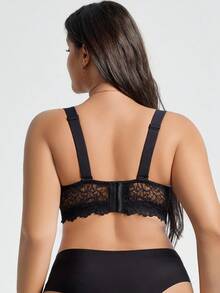 Áo ngực ren gọng màu đen cỡ lớn có dây đeo bản rộng, nâng đỡ và hỗ trợ thoải mái - màu đen - Xem 2