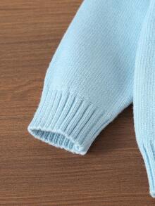 SHEIN Vintaside Kids Set 2 buc. pulover tricotat și pantaloni cu dungi pentru bebeluși, asortat, elegant și la modă, confortabil pentru toamnă/iarnă, potrivit pentru casual, acasă, în aer liber și călătorii