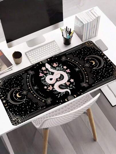 1 pièce Tapis de souris noir, grand tapis de souris de jeu, accessoires de jeu pour bureau, accessoires de bureau et organisateurs d'espace de travail, design esthétique
