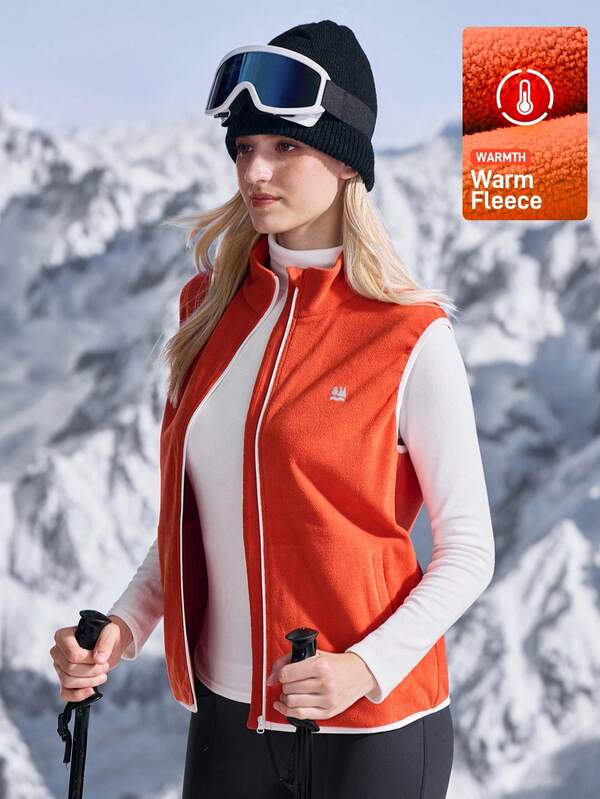 In My Nature Veste sans manches zippée de couleur contrastée pour femmes, veste décontractée pour l'extérieur. Gilet polaire pour femmes, tenue de ski pour femmes, gilet de randonnée pour femmes, gilet d'extérieur pour femmes, gilet de ski pour femmes