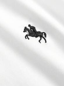 SHEIN Girlism 少女纯色宽松休闲紧身工装裤和翻领T恤套装 - 黑與白 - 查看 10