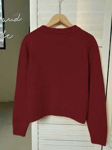 Franclia 女士简约百搭优雅开衫 - 紅色 - 查看 2