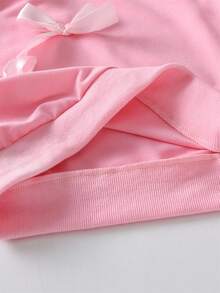 SHEIN 女童春秋长袖蝴蝶结卫衣和喇叭牛仔裤套装 - 粉色 - 查看 5