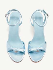 CUCCOO CHICEST Pink Sandals With Round Toe High Heel And Ankle Strap For Women - Blue - View 8