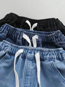 SHEIN Set da 3 pantaloni jogger casual multicolore per ragazzi, pantaloni con vita elastica e gamba dritta, comodi, adatti per primavera, autunno e inverno, ideali per uso quotidiano, sport e attività all'aperto