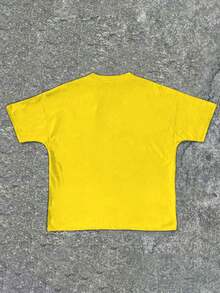 Camiseta de manga corta con cuello redondo con estampado gráfico de texto clásico de París, estilo minimalista casual para niño preadolescente, adecuada para verano, otoño/invierno