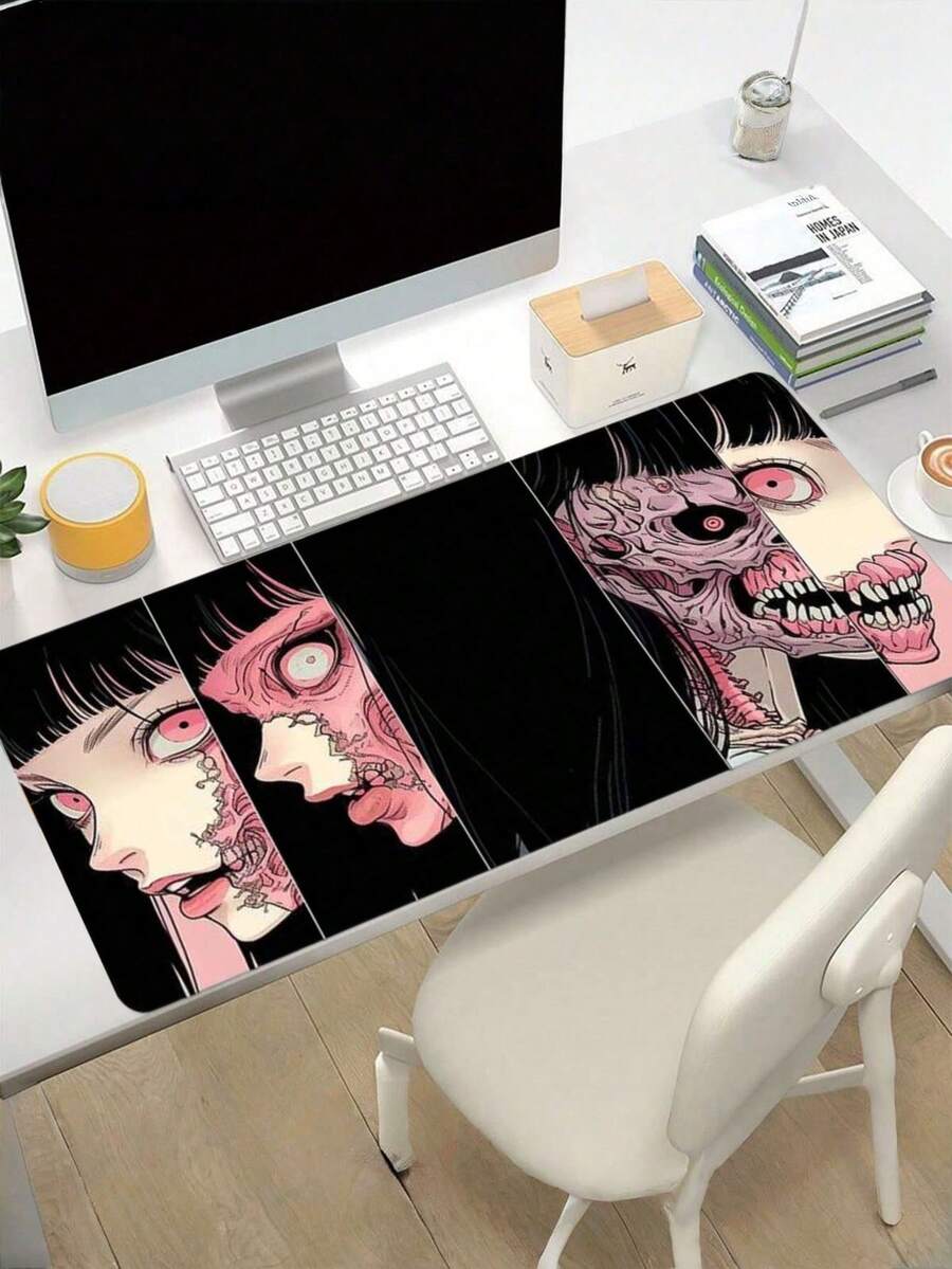 1PC Black Mouse Pad Extended Large Non Slip Rubber Base Big Keyboard Mat Gaming Office Desk Mat Back To School Gaming Mouse Pad - Multicolor - View 1