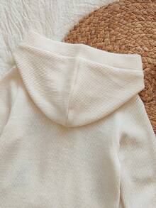 Vintaside Kids 一件装休闲舒适长袖连帽樱桃刺绣女婴连体衣秋冬款 - 杏色 - 查看 6