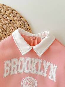 SHEIN Babygirl 可爱百搭字母图案翻领卫衣和迷你裙套装，秋冬 - 彩色 - 查看 4