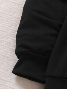 Bộ quần thể thao dệt kim in hình ngựa dễ thương cổ tròn và tay dài cho trẻ em từ 4-7 tuổi mùa xuân/thu/đông, thích hợp mặc hàng ngày, thể thao, nghỉ dưỡng, tiệc tùng, ngày lễ, đi chơi bình thường, cơ bản thiết yếu - màu đen - Xem 8