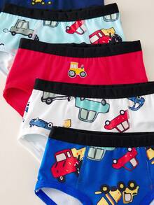 5件装 男童可爱汽车印花柔软舒适基本款三角裤
