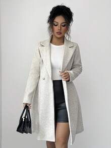 Rafferiza 法式优雅双排扣翻领长袖大衣，秋冬