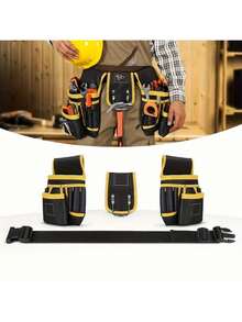 1 件重型工具腰带，带 26 个口袋和 130 厘米可调节肩带 - 黑色工具整理器，适用于 DIY 项目、木工和家居装修，磁性工具架和实用设计 - 木工、承包商和杂工工具的必备装备