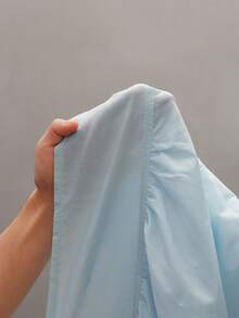 TRNVIE Blusa feminina azul claro com decote em V e botões, elegante para o trajeto diário e volta às aulas, manga comprida, outono