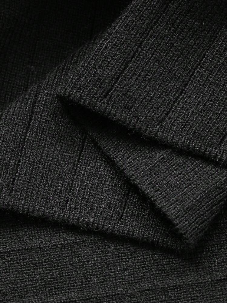 Women's Casual Solid Color Turtleneck Twist Knot Batwing Sleeve Pullover Sweater & Sweater Dress 2-Piece Set, Autumn/Winter Modest Fashion