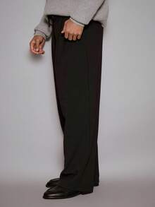 Musero 修身阔腿裤，褶裥设计，时尚百搭，面料抽绳，腰带环，秋冬/春夏款 - 煙灰色 - 查看 4