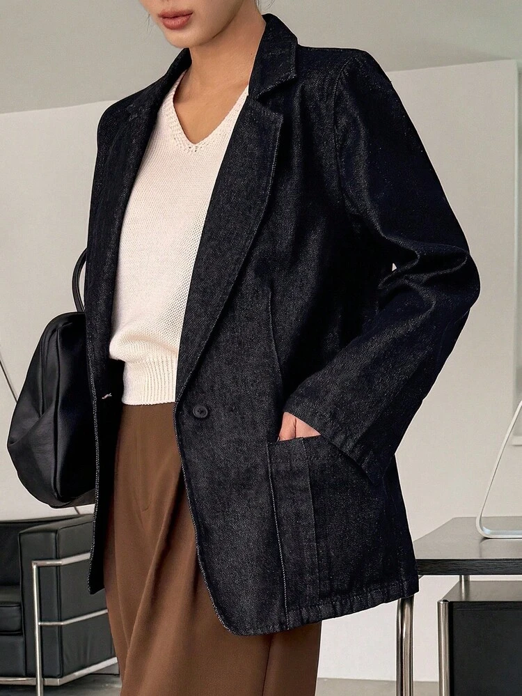 Women's Lapel Loose Urban Casual Denim Jacket And Coat