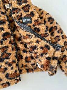 SHEIN 2pcs Babygirl Casual Fluffy Leopard Print Stand Collar Jacket, Versatile For Autumn/Winter - Multicolor - View 6