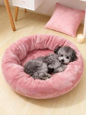 PETSIN 1 pieza Cama para mascotas con forma redonda y de felpa corta, lavable y engrosada, adecuada para gatos y perros pequeños y medianos, para todas las estaciones