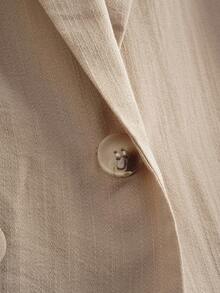 Franclia Women Solid Color Simple Daily Long Sleeve Suit Jacket - Apricot - View 6