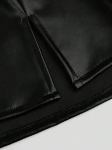 Lyrianda Plus Size Women's Elegant Sexy Bodycon Mini Skirt With Side Slit, Suitable For Nightclub Performance, Winter - Black - View 7