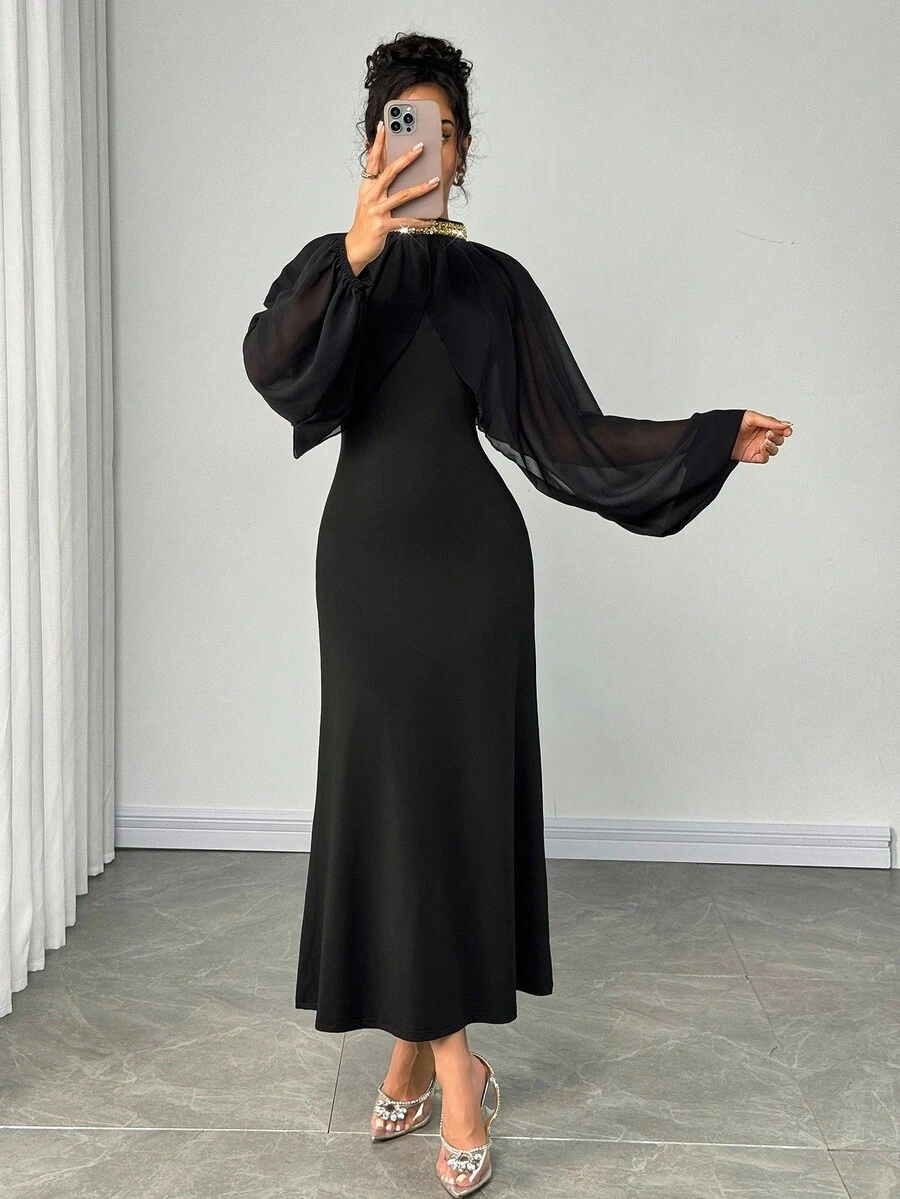 Gloray Elegant Sheer Chiffon Blouse - Black - View 1