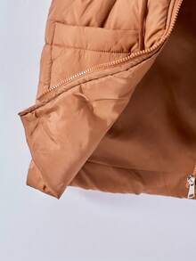 Sparklyn Tween Girl Extended Hooded Vest With Pockets And Zipper Fall Winter - Coffee Brown - View 8