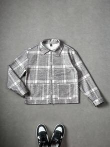 Manfinity Hypemode Men's Casual Plaid Overcoat, Autumn/Winter - Multicolor - View 1