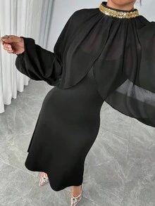 Gloray Elegant Sheer Chiffon Blouse - Black - View 7