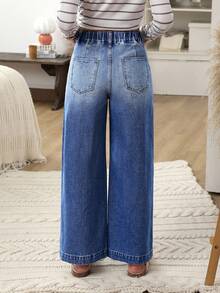 EMERY ROSE Women's Pocket Design Wide Leg Loose Casual Commuter Jeans Casual Street Patchwork Pocket Loose Wide Leg Jeans Women Jeans Baggy Loose Jeans - Blue - View 2