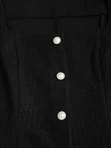 Sweetra Women's New Vintage Solid Color Waist Cinched Slim Fit Crew Neck Long Sleeve Cardigan, Autumn/Winter - Black - View 4