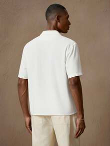 AKNOTIC AKNOTIC X Nawaf Alabid Men's Floral Embroidered Casual Slim Fit Short Sleeve Collared Button-Down Shirt, Suitable For Summer, Vacation, Daily Wear, Party, Couple, Men's Gift, Boxy Fit