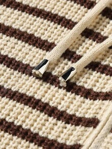 Claim Dot Cardigan casual con chiusura lampo e cappuccio, a maniche lunghe, con stampa a righe, adatto per l'autunno e l'inverno, da uomo