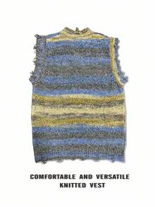 Manfinity CasualKnits 休闲百搭宽松V领男士毛衣背心，适合秋冬 - 黃色 - 查看 2