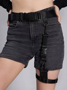 ROMWE 2pcs Studded Decor Detachable Release Buckle Harness Belt Sexy - Black - View 6