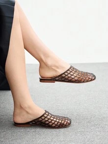 CUCCOO BIZCHIC 女士圆头水晶平底凉鞋，时尚海滩度假平底鞋 - 黑色 - 查看 3