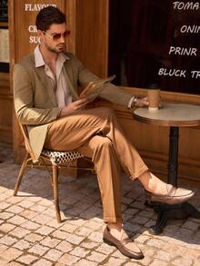 HIMLAND Men's Casual Slim Fit Vertical Striped Blazer, For Fall Winter - Multicolor - View 5